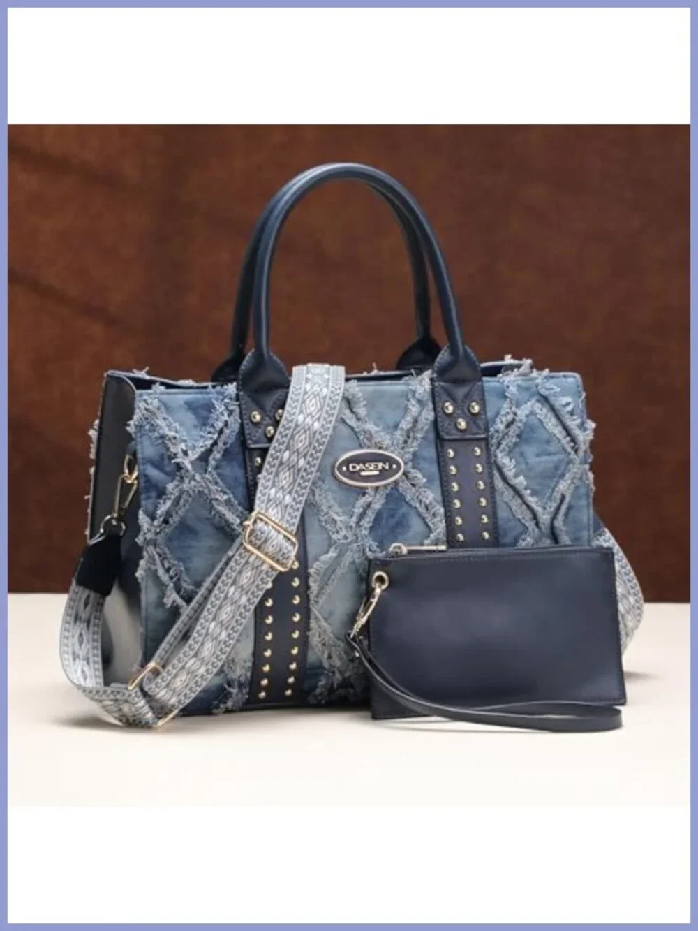 Vegan Leather 3-Piece Satchel Hobo Shoulder Purse Set with Wristlet & Cosmetic